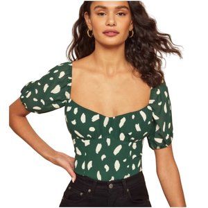 Reformation Green and White Blouse